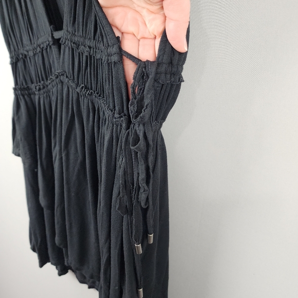 Free People Black Sleeveless V-Neck Top Side Ties Sz XS - Picture 7 of 9